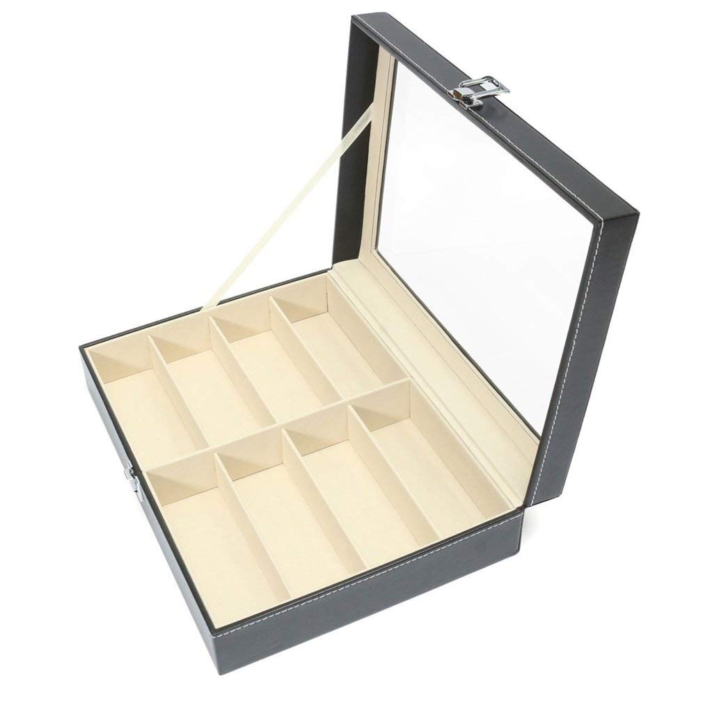 NobrandZNBG-AE Practical Design 8 Grids Sunglasses Storage Case Luxury PU Leather Men Women Sunglasses Shop Display Box Case Professional summer sunglasses eye high-end mirror