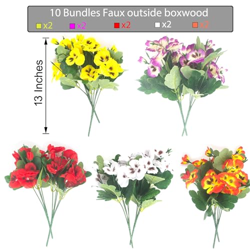 Grunyia 10-PANSY-MIX Bundles Artificial Flowers Fake Pansy Faux Plastic Flowers thumb #1
