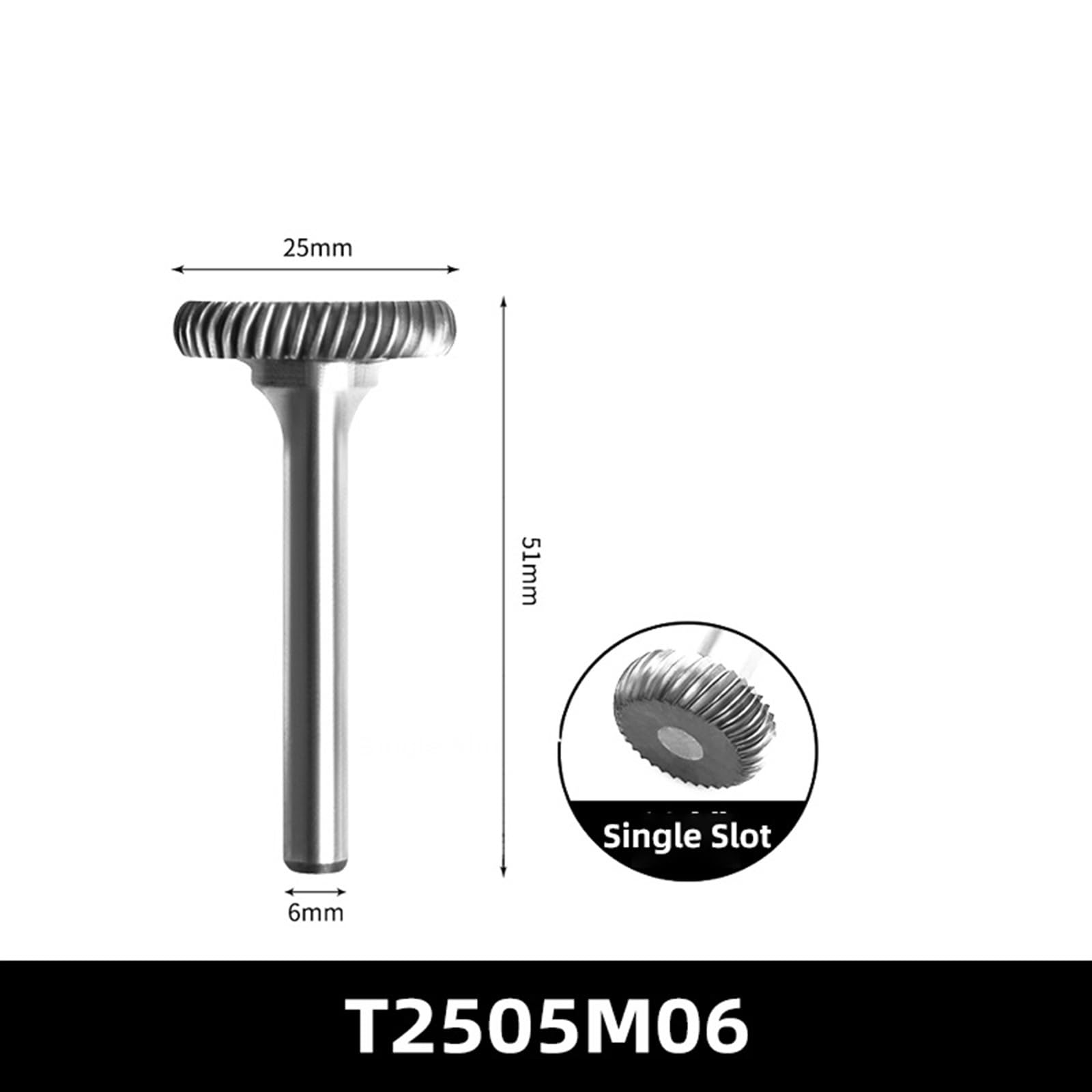 Trzpień 6 mm typu T T1205 T1603M06 pilniki obrotowe z węglika wolframu bity grawerowanie narzędzie obrotowe rdzeń limonkowy (T2505M06 1 szt.)