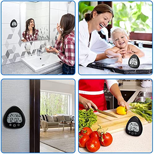 Reloj de pared digital de baño con ventosa termómetro e higrómetro electrónico negro 5