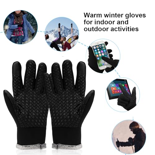 Lzfitpot Handschuhe Herren, Winterhandschuhe Damen Handschuhe Touchscreen Warm Fahrradhandschuhe Skihandschuhe,Wasserdicht, Winddicht & rutschfest