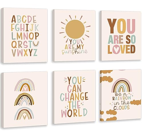 CHDITB Nursery Wall Art, You Are My Sunshine Rainbow Canvas