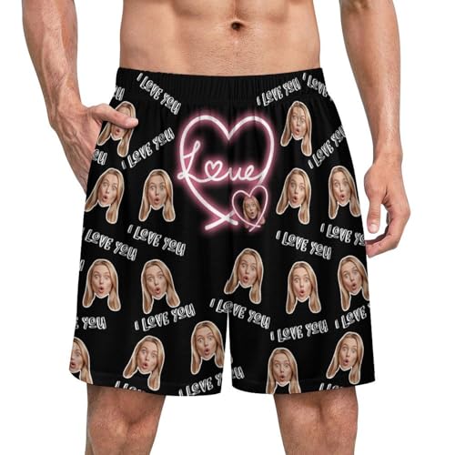 Custom Face Pajama Pants Personalized Pajama Shorts for Men,Men's Pajama Bottoms with Photo,Mens Shorts PJ Pants