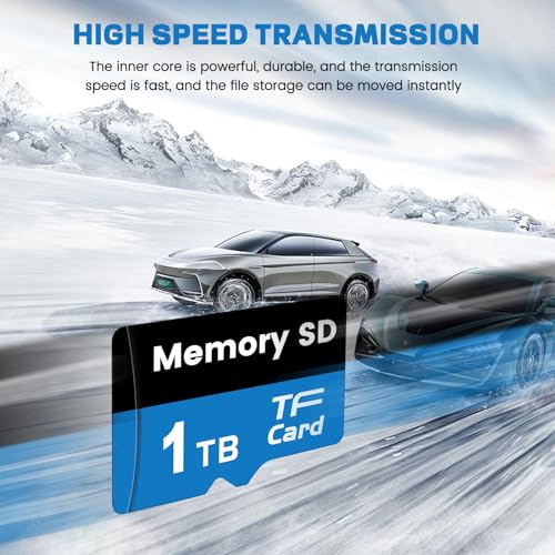 passdise Memory Card 1TB - Ultra High-Speed Storage Card Shockproof Full HD Video TF Card Memory Card 1024GB Portable Storage Card for Dashcams, Laptop