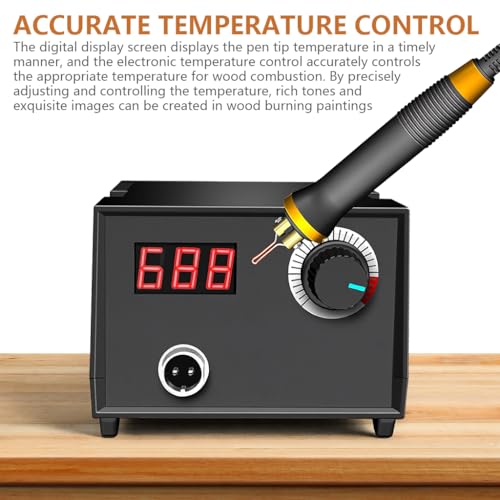 Image of Serplex Electric Wood Burning Pen Kit with 23pcs Multi Tips, Electric Station Pyrography Wood Burner Engraving Pen with LCD Display, Adjustable Temperature, for Wood, Leather, Gourds