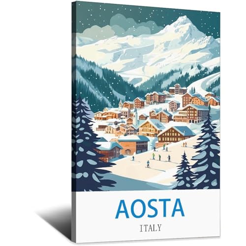 Aoste Italie impression sur toile affiche vintage poster italie 60x90
