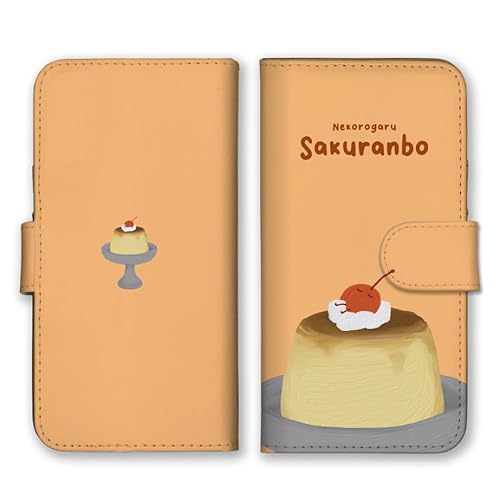 スマホケース Google Pixel 9a グーグルピクセル9a 対応 ケース カバー 手帳型ケース 手帳型カバー 食べ物 たべもの 寝る くすみカラー 手書き 4. カスタードプリン