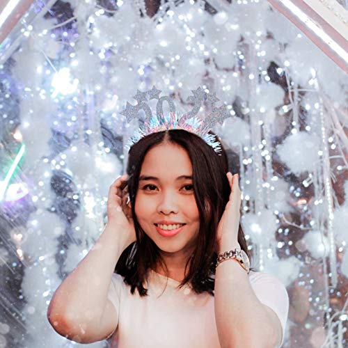 Frycolor 2 faixas de cabeça 2021 com glitter e estrelas, faixas para cabeça de feliz ano novo 2021 p