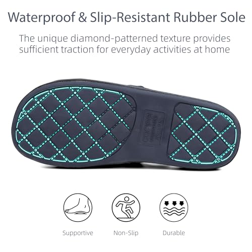 Image of Adjustable House Slippers for Men with Arch Support Rubber Sole | Thick Memory Foam Insole Indoor Outdoor Slides Breathable Fabric Material