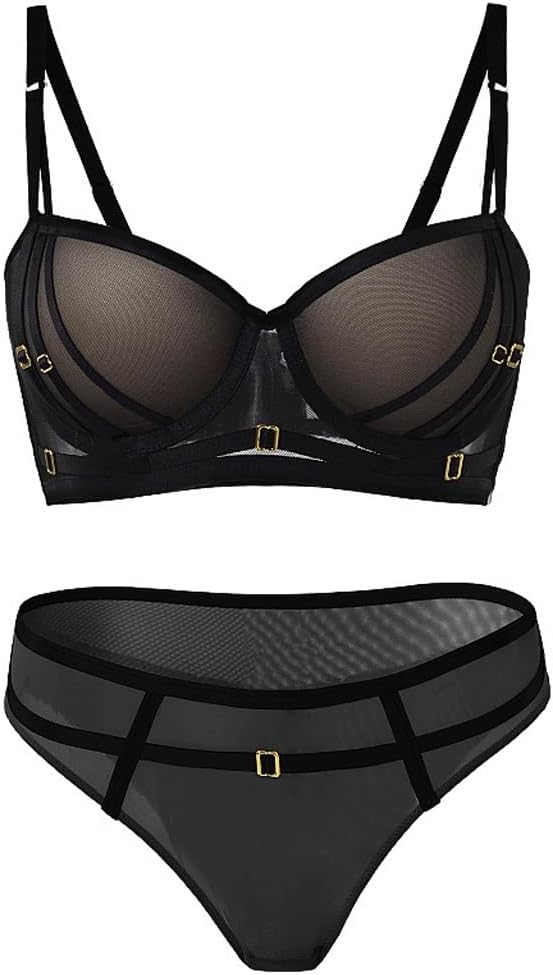 Small Push-up Bra Set Color Contrast Lace-up Lingerie Adjusting Lingerie for Women