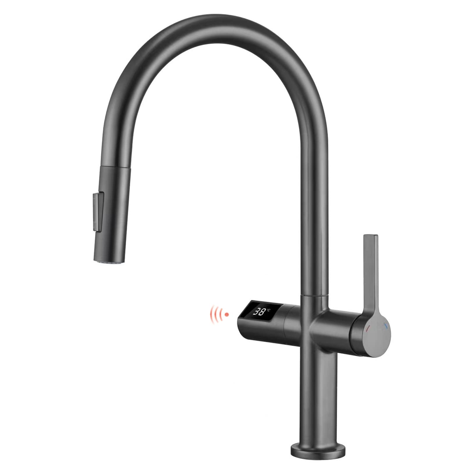 Grifo de Cocina extraíble, Monomando con Doble Control de Agua fría y Caliente, Grifo de Fregadero inductivo de Doble función, latón