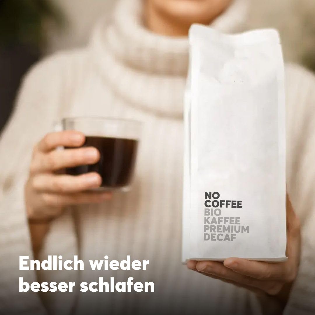 No Coffee® – Premium Decaf Coffee Bio (ganze Bohnen ohne Koffein, 500g) | Mit Wasser entkoffeinierte Kaffeebohnen | Koffeinfreier Kaffee schmeckt wie dein Lieblingskaffee | Kaffeebohnen koffeinfrei