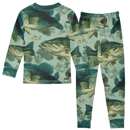 Pajama Sets Long Sleeve Fish Life Pattern Print Soft Comfy Sleepwear 2 Piece PJS 3-8T3