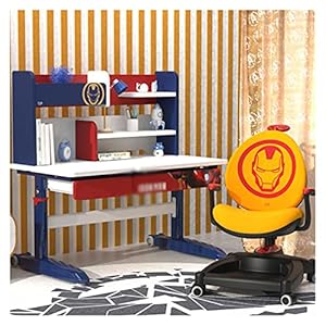 Bureau met plank Studietafel voor kinderen kan worden verhoogd en verlaagd Primary School Bureau en stoel Set Home Student Bureau Studiebalie witte computer bureau (Size : C)