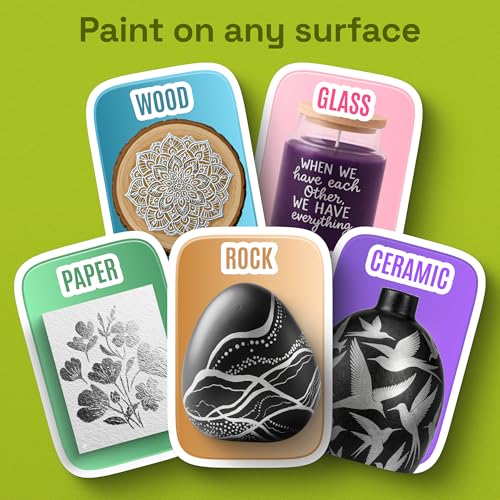 Image of ARTISTRO 5 Silver Paint Pen for Rock, Glass, Ceramic, Wood, Tire, Fabric, Metal, Canvas, Marking, Painting - Set of 5 Acrylic Paint Markers Water-based