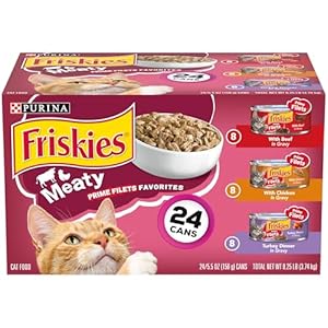 Purina Friskies Gravy Wet Cat Food Variety Pack, Prime Filets Meaty Favorites – (24) 5.5 oz. Cans