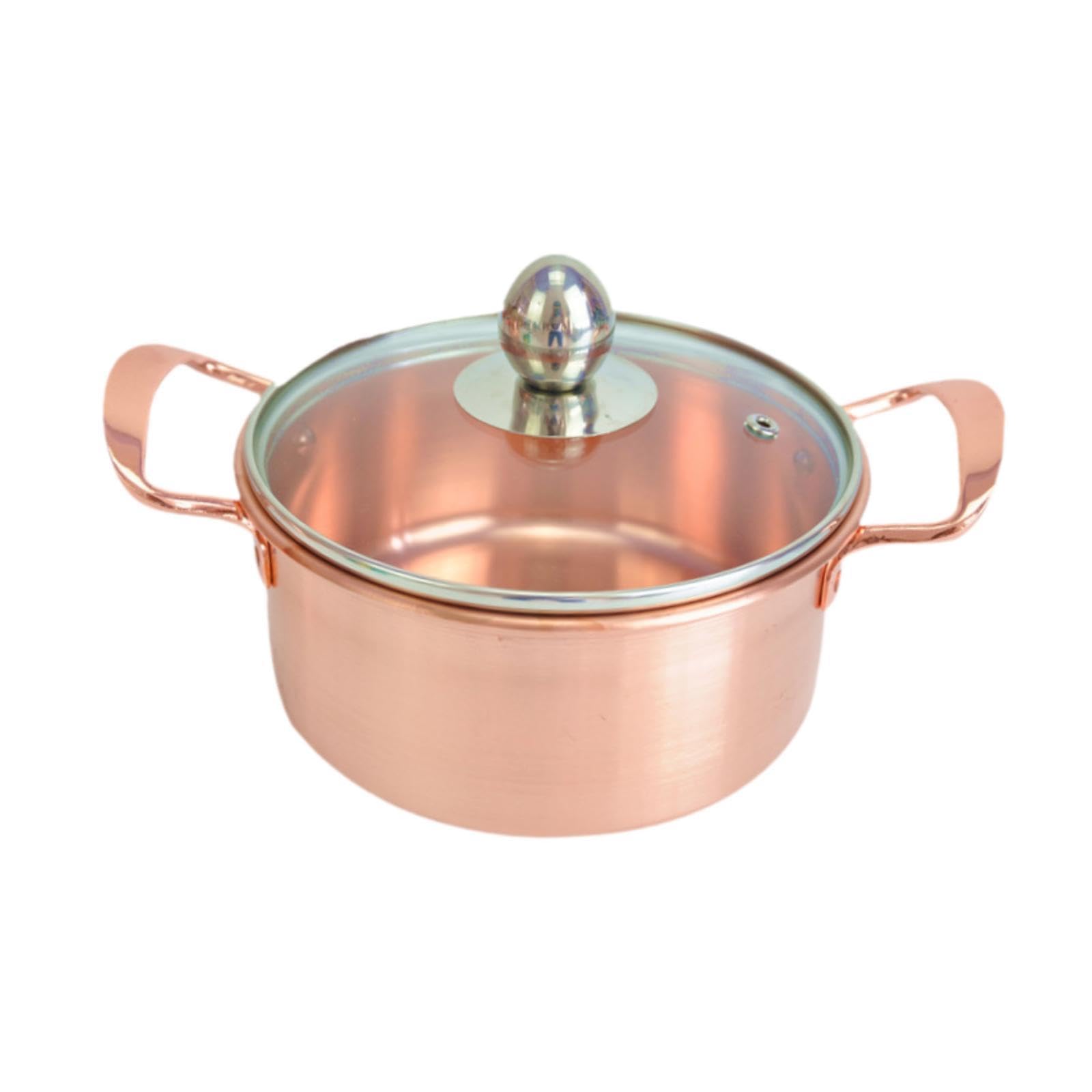Casserole en cuivre de 16 cm facile à nettoyer pour induction avec couvercle en verre, 16 cm