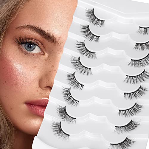 False Eyelashes Natural Half Lashes Cat Eye Wispy Corner Lashes 10MM-12MM Short Soft 3D Faux Mink Lashes 8 Pairs Multipack FANXITON Accent Lashes Pack