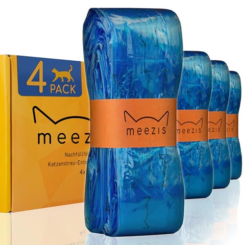 meezis Nachfüllfolie 4-Pack - kompatibel mit Nachfüllkassetten für Katzenstreu-Entsorgungseimer; geruchsdichte und strapazierfähige...
