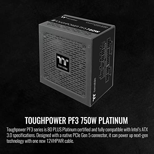 Image of Thermaltake Toughpower PF3 ATX 3.0 750W 80+ Platinum Full Modular SLI /Crossfire Ready Power Supply; PCIe 5.0 12VHPWR Connector Included; 10 Year Warranty; PS-TPD-0750FNFAPU-3