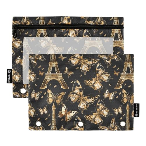 Paia di farfalle astuccio per 3 anelli raccoglitore con cerniera e finestra trasparente per ufficio confezione da 2 Multicolore one sizex2 Astuccio per matite
