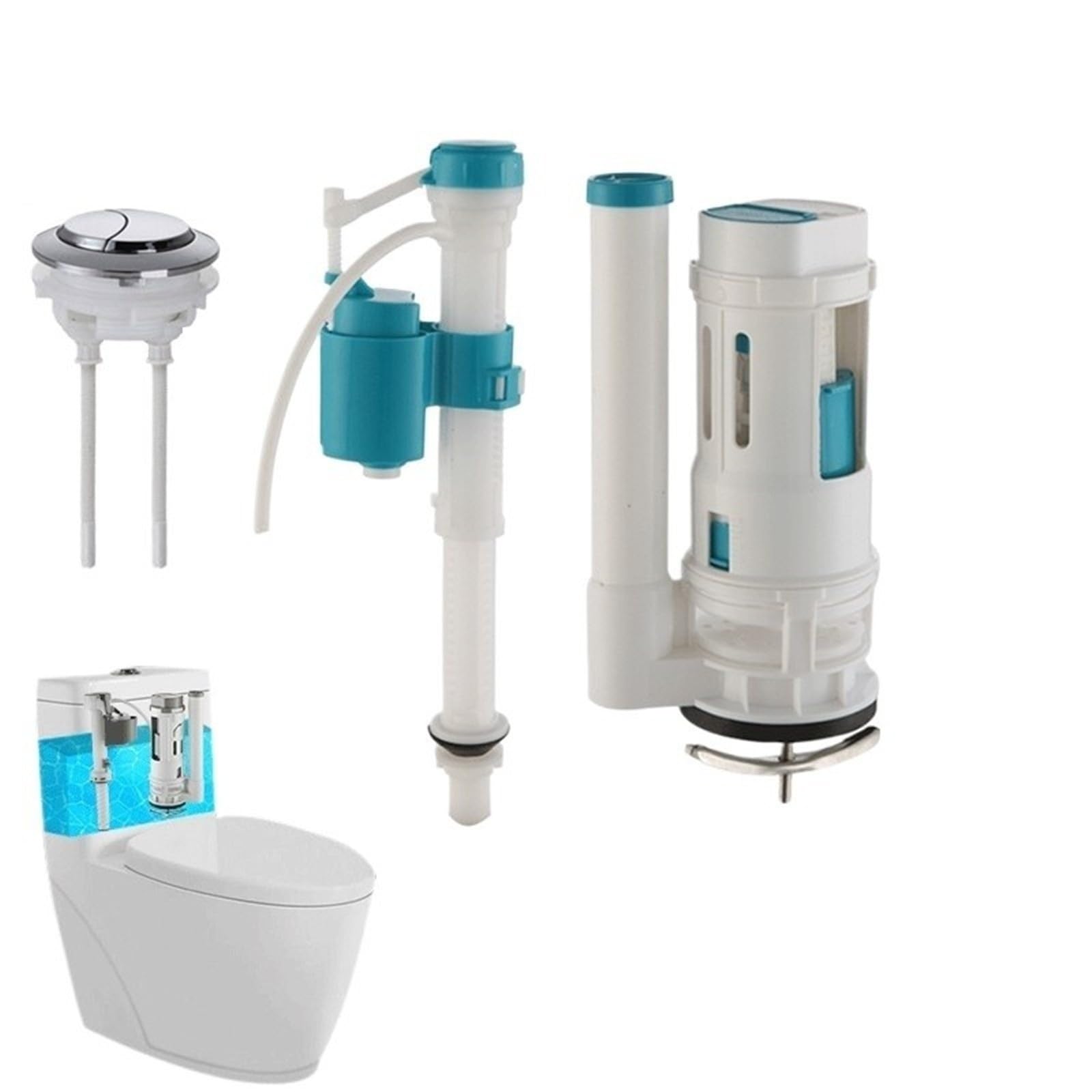 Galleggiante Cassetta Wc Kit valvola a pulsante a doppio scarico | WC Serbatoio dell'acqua Cisterna Sifone WC(24cm kit)