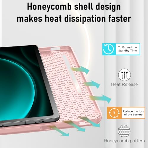 Image of Robustrion Cover for Samsung Galaxy Tab S9 FE+ / Tab S10 Plus /Tab S9 Plus 12.4 inch Cover Case with [S Pen Holder] for Samsung Tab S9 FE Plus / S9+ / S10+ Tablet Cover [Auto Sleep /Wake] - Pink