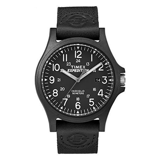 Timex Men's TW4B08100 Expedition Acadia Black Leather/Nylon Strap Watch