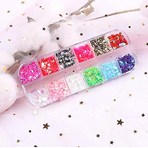 12 Colors Butterfly Glitter Nail Sequins Holographic 3D Nail Art Flakes Colorful Confetti Glitter Sticker,Nail Art Design Makeup Diy Decoration Kit,Nail Sequins For Face Body Eye Hair #TOP6