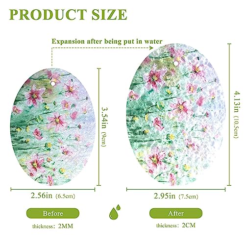Image of Pink Flowers Field Kitchen Sponges Autumn Spring Summer Floral Cleaning Dish Sponges Non-Scratch Natural Scrubber Sponge for Kitchen Bathroom Cars, pack of 3