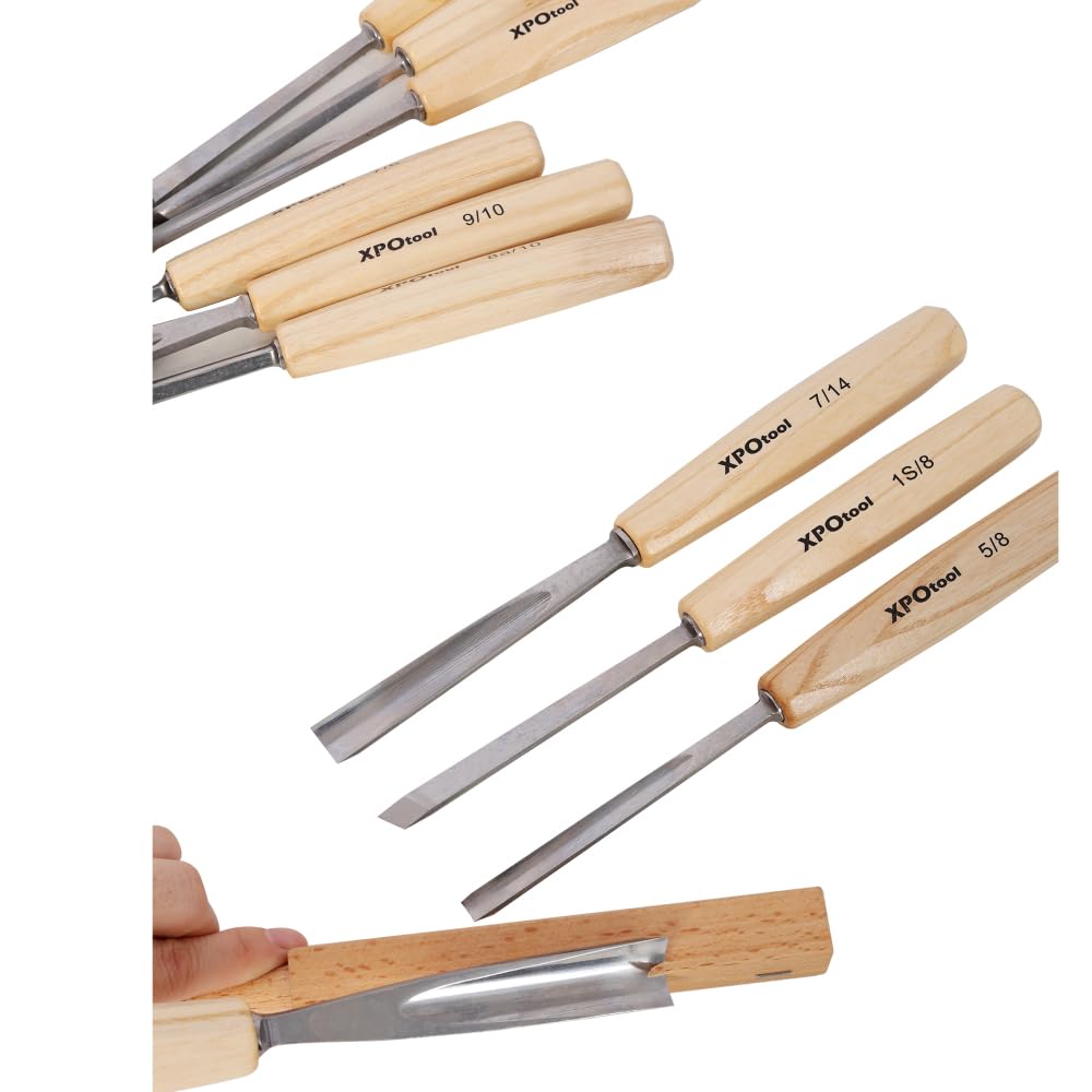Set di strumenti per intaglio del legno, 12 pezzi, kit professionale per intaglio del legno con scalpello in acciaio 60CRV, manici in salice e borsa di tela, per principianti fai da te
