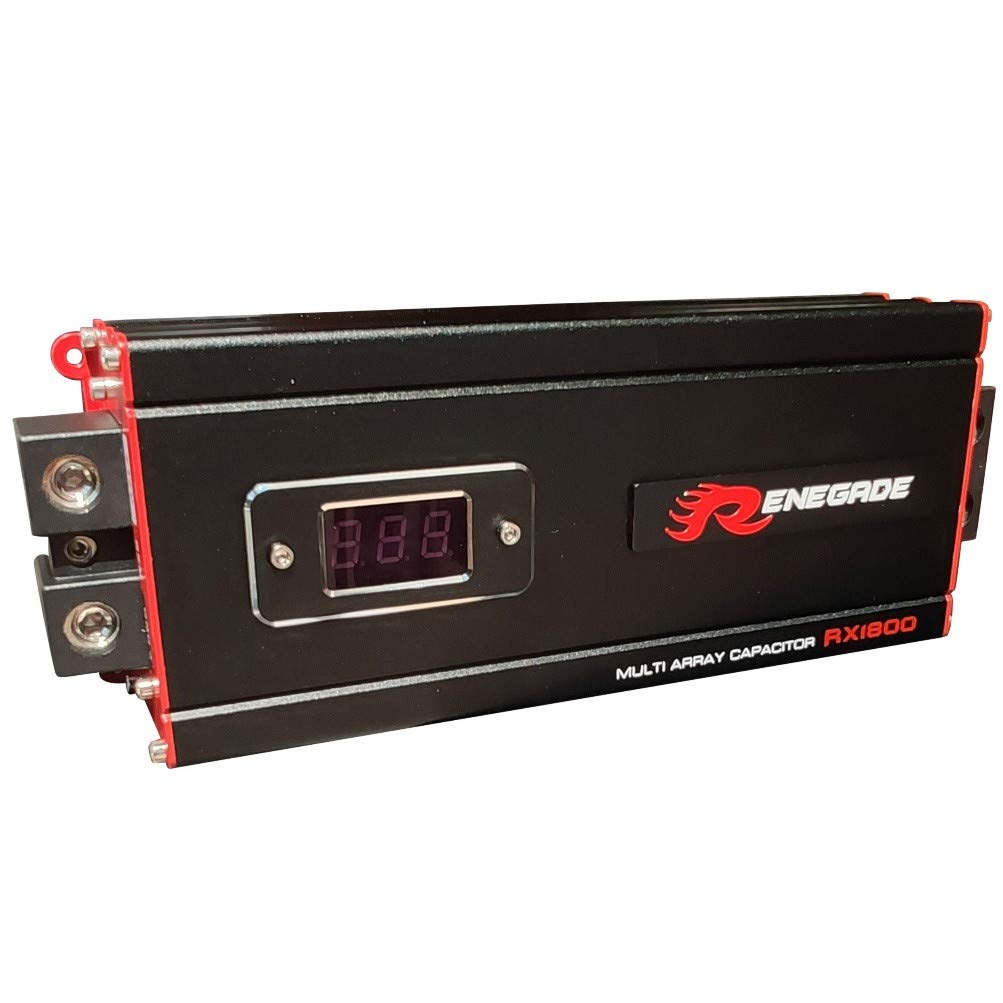 1 RENEGADE RX1800 power cap condensatore car audio 18 farad per impianti fino a 18000 watt rms 1 2 3 4 5 10 capacitor auto spl nero, 1 pezzo