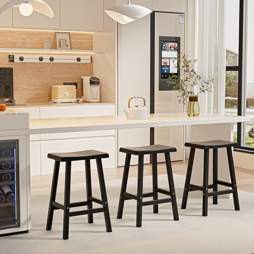 PatioZen Set de 2 Butacos Modernos de Resina Negro, Resistente al Agua y Rayos UV, para Interior y Exterior, 24 pulgadas miniatura 2