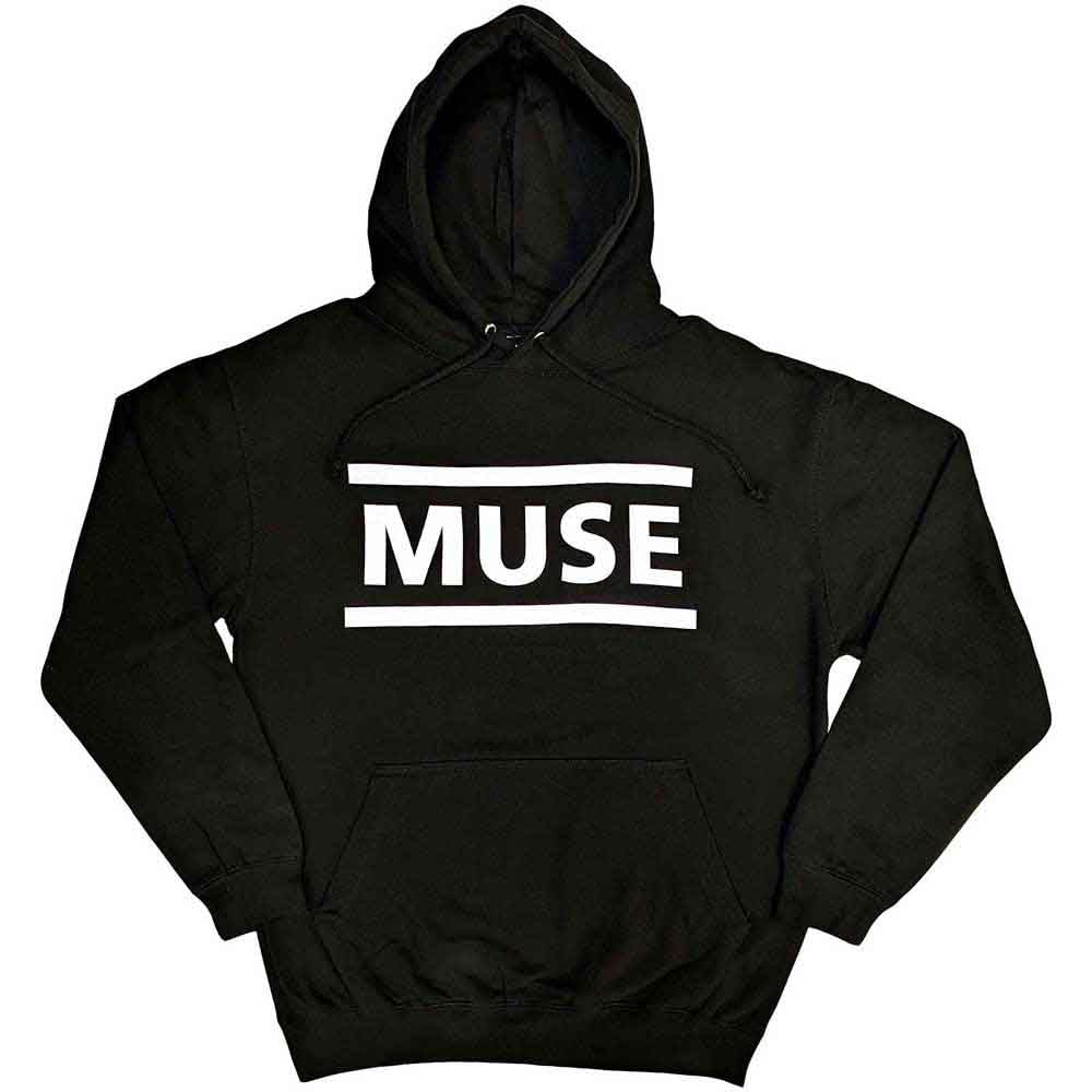 Rock Off officially licensed products Muse Hoodie White Band Logo Official Unisex Black Pullover XL