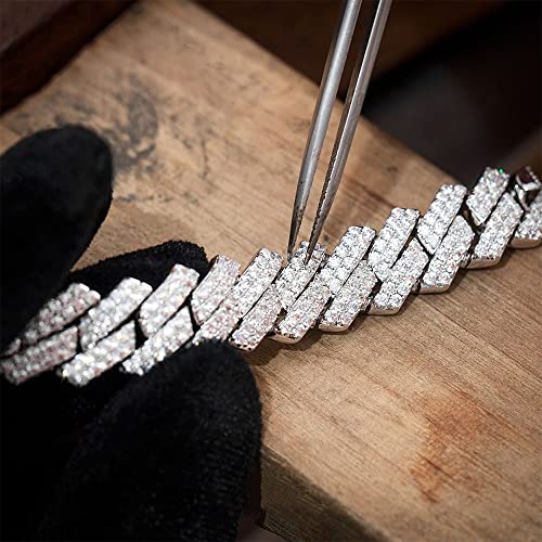 14mm Iced Out Cuban Link Chain 18K White Gold Plated Diamond Chain Necklace Bling 5A+ Cubic Zirconia Thick Cuban Link Choker Chain Luxury Hip Hop Jewelry for Men and Women4