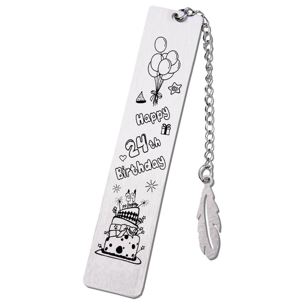 Book Lover 24th Birthday Gifts for Women Men Daughter Son 24 Year Old Birthday Gift for Granddaughter Grandson 24th Bday Gift for Best Friend Bookworm 24th Birthday Bookmark for Boys Girls