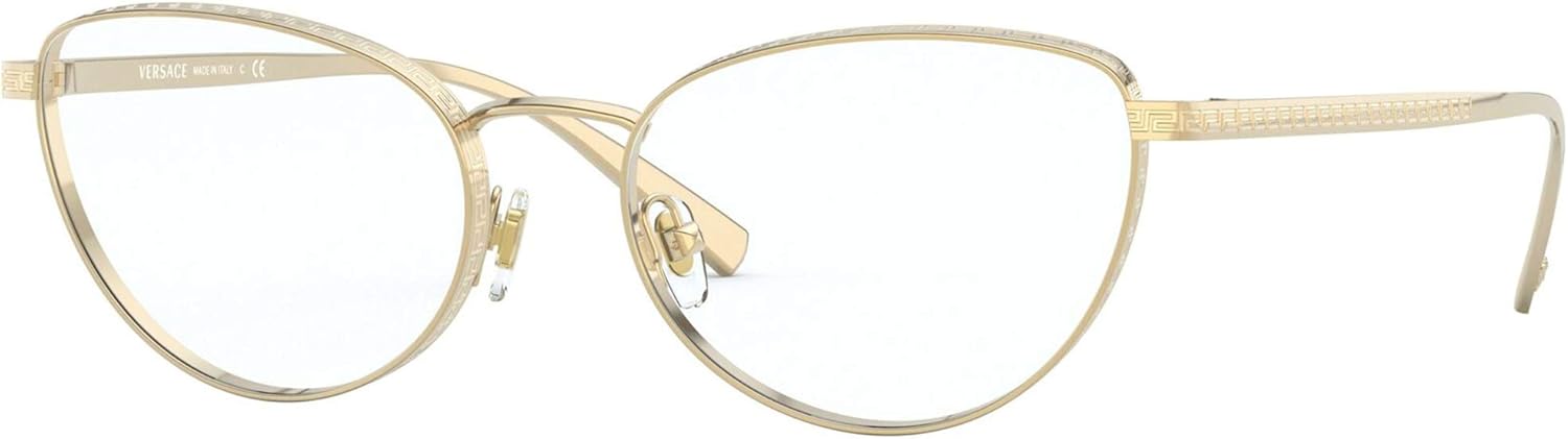 Versace Gafas para mujer VE1266 VE1266 1002 Gold Full Rim Marco óptico de 2.126in, Tono dorado, 54