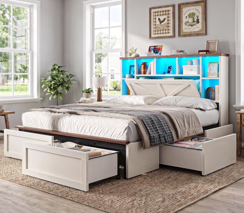 Full Bed Frame with 6 Drawers