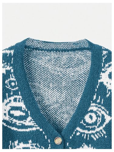 SHENHE Women's Plus Size Button Down Eye Print Goth Cardigan Grunge Punk Sweater Outerwear3