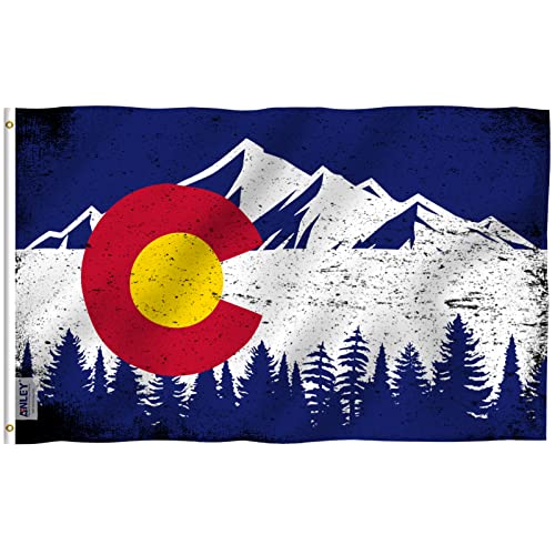 Anley Fly Breeze 3x5 Foot Colorado State Mountain Flag - Vivid Color and Fade proof - Canvas Header and Double Stitched - Colorado CO Vintage Flags Polyester with Brass Grommets 3 X 5 Ft
