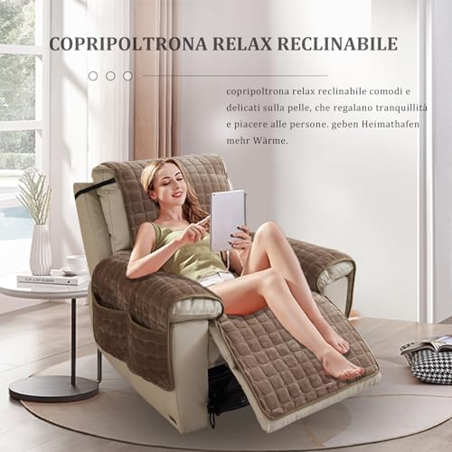 CFPLeHiYS Sesselschoner für Relaxsessel Sesselüberwurf mit Armlehne Sesselauflage Anti-Rutsch Fernsehsessel Schonbezug Sofa Armlehnenbezüge Sesselbezug für Haustieren Hund(Kaffee,1 Sitz (53 * 190cm))