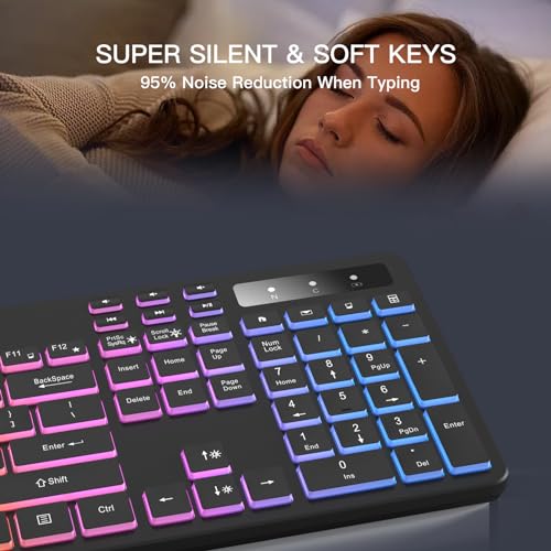 Soueto WK713-S-BK-US Wireless Keyboard With 7-Color Rgb Backlit thumb #7