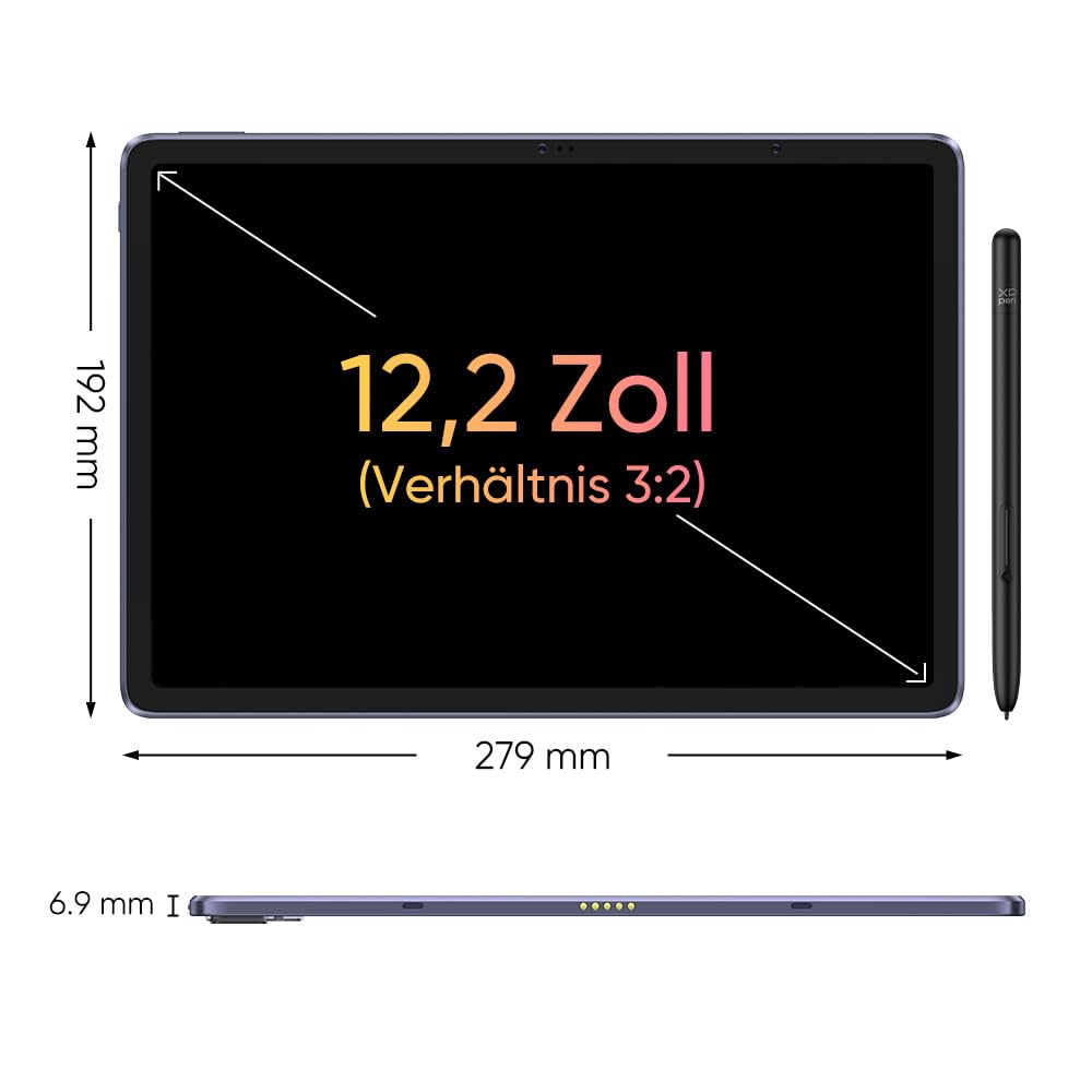 XPPen 12.2 Zoll Standalone Grafiktablett Display mit X3Pro 16384 Smart Stift, Android 8GB+256GB WiFi mit 8000mAh Akku, Magic Drawing Pad, 2K-Auflösung, Digitales Zeichentablett OS Android 14