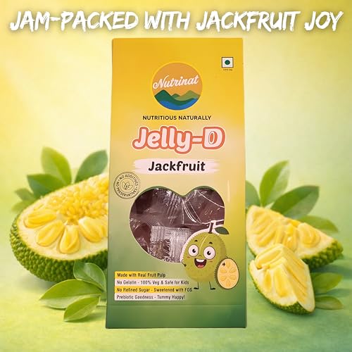 Image of Nutrinat Jelly D Jackfruit - Fruit Jelly Candy (Pack of 2 x 20 Pieces) | No Gelatin, No Refined Sugar | Plant-Based Pectin Toffee | Healthy Fruity Snacks for All