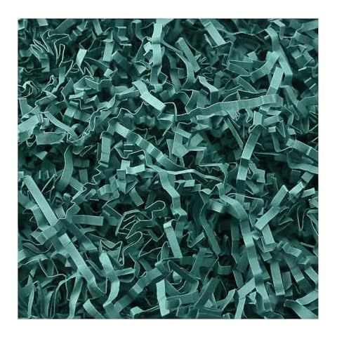 PACKQUEEN Crinkle Cut Paper Shred Filler, Green Shredded Paper for Gift Baskets, Christmas Crinkle Paper for Gift Wrapping (0.5 LB) Cover
