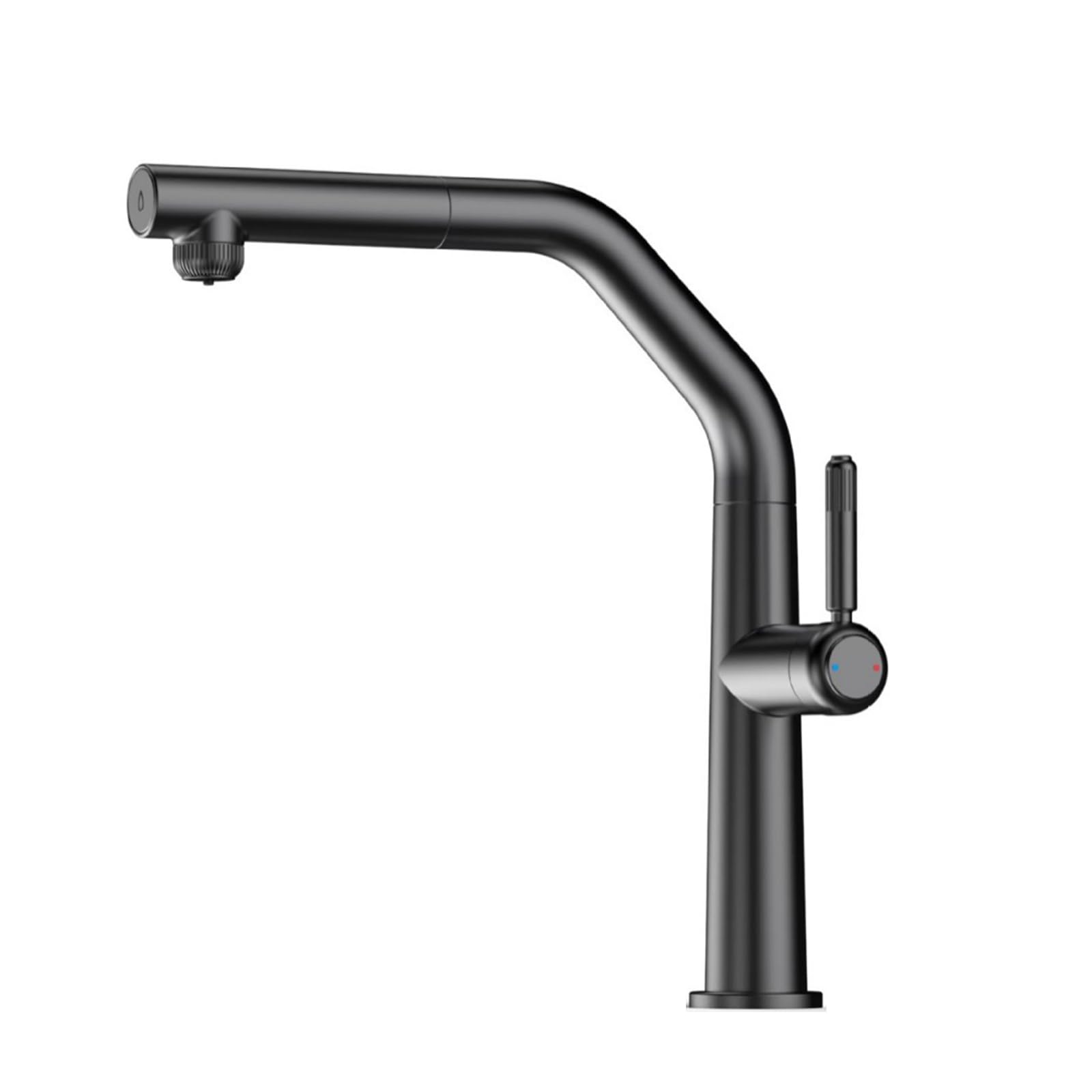 ZQFHSX 3 Way Kitchen Tap Pull Out Sink Faucet Brass Hot and Cold Water Rotation