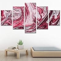 SIGNWIN 5 Panel Canvas Wall Art Modern Art Abstract Contemporary Edgy Mixed Media Multicolor Patterns for Home Decorations Ready to Hang - 60