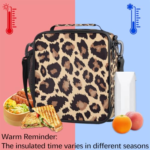 Pardick Leopard Lunch Box For Kids,Students Leopard Animal Skin Print Lunch Bag Tote With Adjustable Shoulder Strap,Insulated Thermal Girls Boys Lunchbox Cooler Bag For School Picnic Travel Outdoor thumb #3