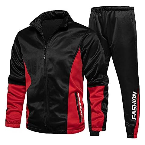 MANLUODANNI Men's Tracksuit Sets Bottoms Full Zip Hoodie Top Jogging Gym Suit Jacket with Zipper Pockets Black M Cover