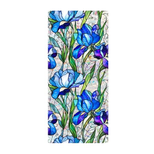 Image of JOONOR Blue Iris Flowers Sunroof Film Floral Rainbow Effect Static Clings Window Privacy Film Sun Protection Stained Glass Decals for Car Moonroof & Side Windows, 17.72 x 35.43 Inch